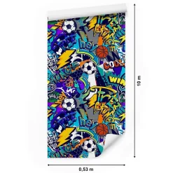 Muralo Papier Peint<Papier Peint BALLE Graffitis Colorés Pour Chambre D'Enfant