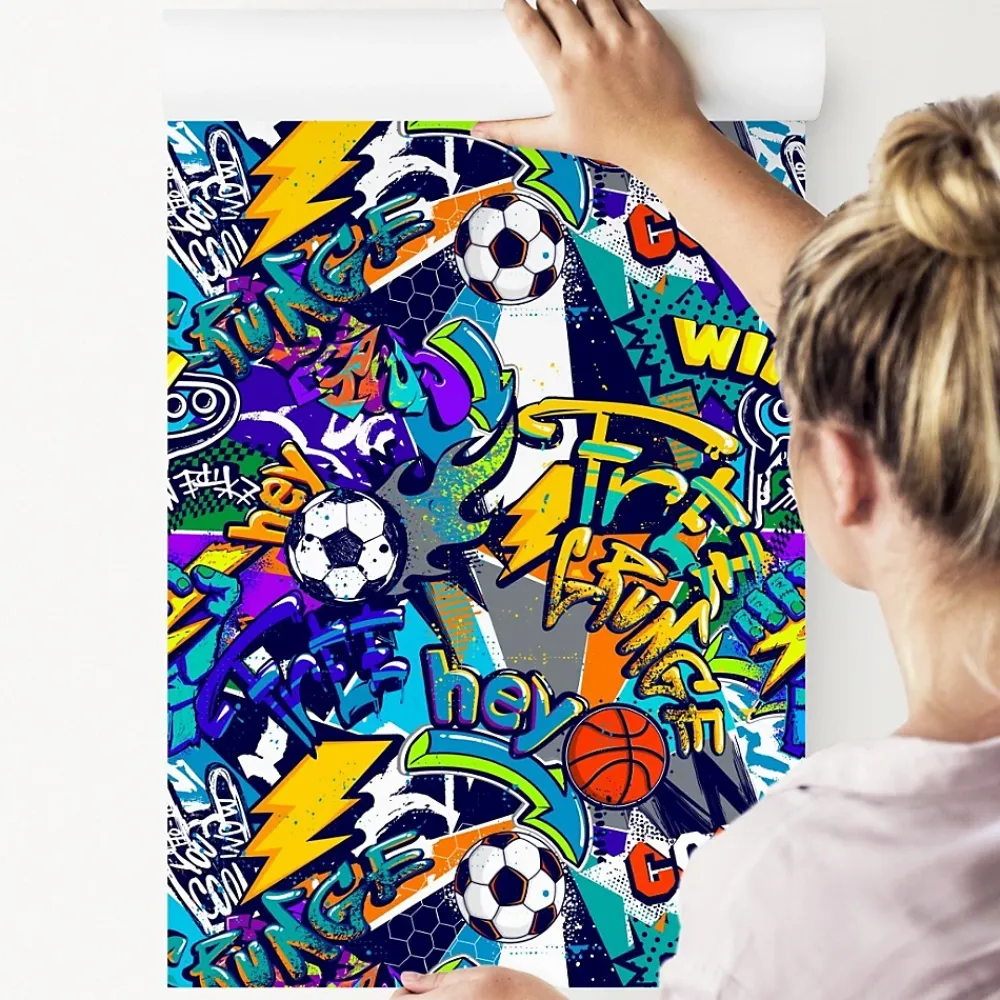 Muralo Papier Peint<Papier Peint BALLE Graffitis Colorés Pour Chambre D'Enfant