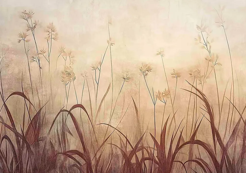 Wallarena Papier Peint Boho Beige Herbe Intissé Panoramique Pour Chambre Cuisine 400x280- Papier Peint Panoramique