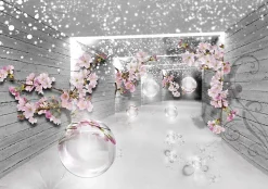 Wallarena Papier Peint 3D Abstrait Fleurs Intissé Panoramique 350x250 cm - Colle Inclus - Chambre et Salon - Moderne Papier Peint- Papier Peint Panoramique