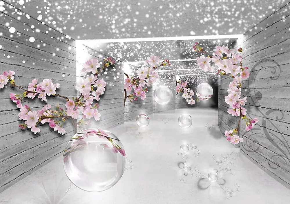 Wallarena Papier Peint 3D Abstrait Fleurs Intissé Panoramique 400x280 cm - Colle Inclus - Chambre et Salon - Moderne Papier Peint- Papier Peint Panoramique