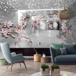 Wallarena Papier Peint 3D Abstrait Fleurs Intissé Panoramique 400x280 cm - Colle Inclus - Chambre et Salon - Moderne Papier Peint- Papier Peint Panoramique