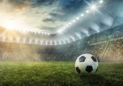 Wallarena Papier Peint Panoramique<Papier Peint Enfant Football Stade Intissé Panoramique 350x250 cm - Colle Inclus - Chambre Enfant - Moderne Trompe l'oeil