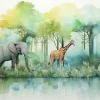 Wallarena Papier Peint Enfant Forêt Animaux Intissé Panoramique 300x210 cm - Colle Inclus - Chambre Enfant - Moderne Papier Peint- Papier Peint Panoramique