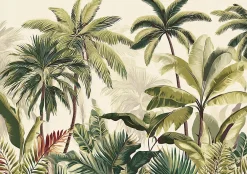 Wallarena Papier Peint Feuilles Jungle Vert Intissé Panoramique Pour Chambre Cuisine 400x280 cm- Papier Peint Panoramique