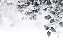 Wallarena Papier Peint Feuilles Noir et blanc Intissé Panoramique Pour Chambre Cuisine 400x280 cm- Papier Peint Panoramique
