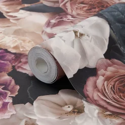 GoodHome Papier peint floral vinyle sur intissé mauve, Drosera- Papier Peint