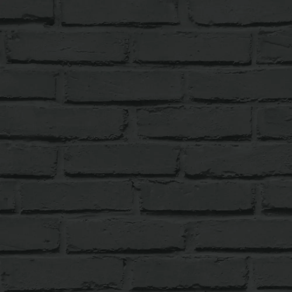 GoodHome Papier peint imitation brique vinyle sur intissé Luynes noir- Papier Peint