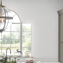 Laura Ashley Papier peint intissé à peindre imprimé géométrique en relief blanc L.1000 x l.52 cm Mr.Jones- Papier Peint