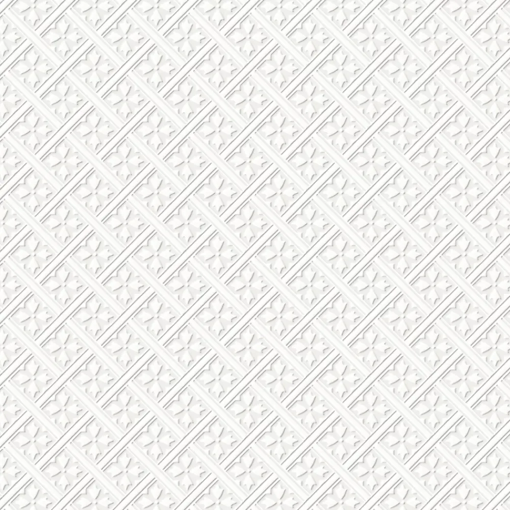 Laura Ashley Papier peint intissé à peindre imprimé géométrique en relief blanc L.1000 x l.52 cm Mr.Jones- Papier Peint