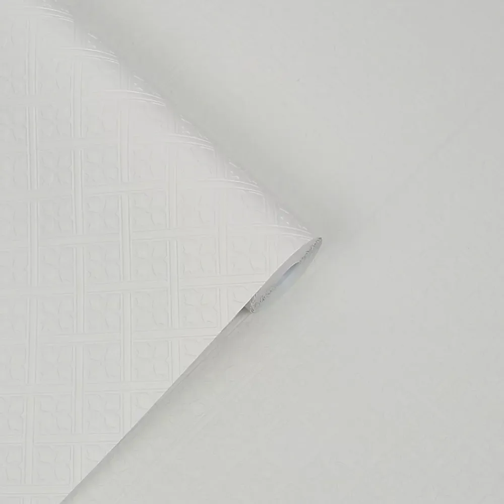 Laura Ashley Papier peint intissé à peindre imprimé géométrique en relief blanc L.1000 x l.52 cm Mr.Jones- Papier Peint