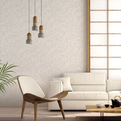 Lutece Papier peint intissé Jardin Secret mat et satiné toile de jouy, japonaise taupe l.1000 x l.53 cm- Papier Peint