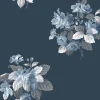 Lutece Papier peint intissé Jardin Secret mat et satiné fleurs bleu, bleu nuit l.1000 x l.53 cm- Papier Peint