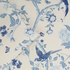 Laura Ashley Papier peint intissé Palace summer imprimé oiseaux, fleurs bleu L.1000 x l.52cm- Papier Peint