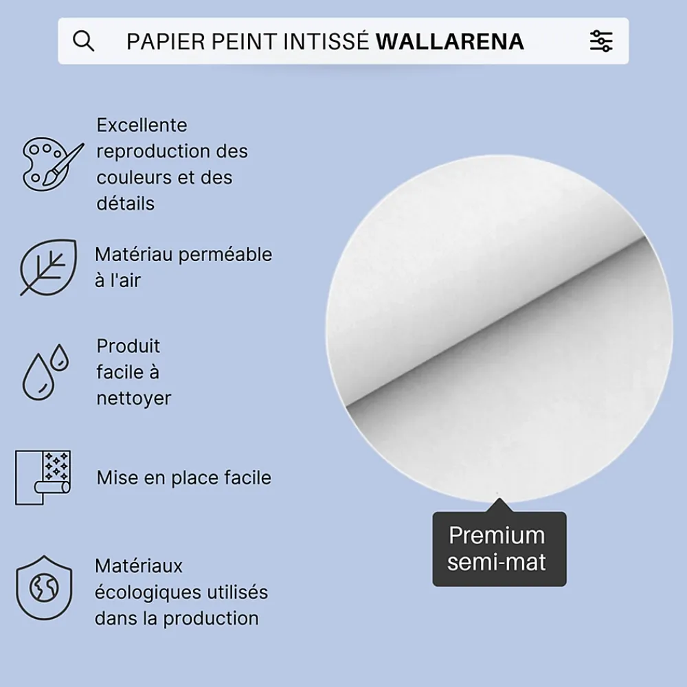 Wallarena Papier Peint Panoramique<Papier Peint Intissé Panoramique Montagnes Aquarelle 300x210 cm - Colle Inclus - Chambre et Salon - Bleu Blanc