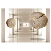 Planete Discount Papier Peint Panoramique<Papier peint intissé panoramique 3d et perspective cercles de bois volants 350x245 cm