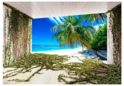 Planete Discount Papier peint intissé panoramique paysage beach and ivy 300x210 cm- Papier Peint Panoramique