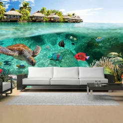 Planete Discount Papier peint intissé panoramique animaux under the surface of water 350x245 cm- Papier Peint Panoramique