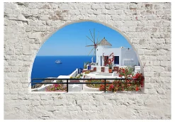 Planete Discount Papier peint intissé panoramique paysage summer in santorini 300x210 cm- Papier Peint Panoramique