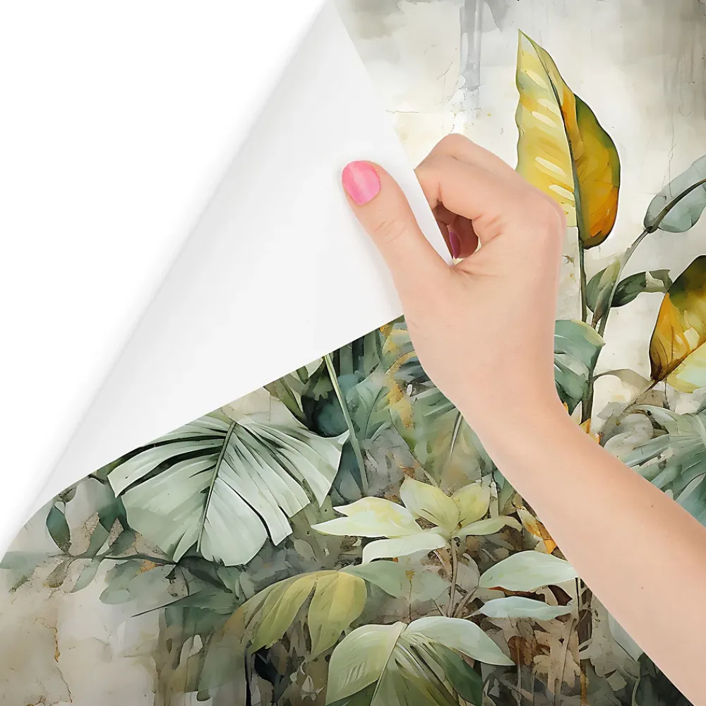 Muralo Papier Peint Panoramique<Papier Peint Intissé Photo Pour Chambre FEUILLES Plantes Aquarelle 368cm x 254cm