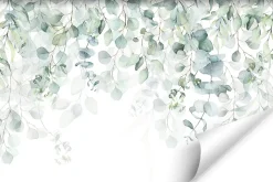 Muralo Papier Peint Panoramique<Papier Peint Intissé Photo FEUILLES Plantes Aquarelle Nature Pour Chambre 360cm x 240cm