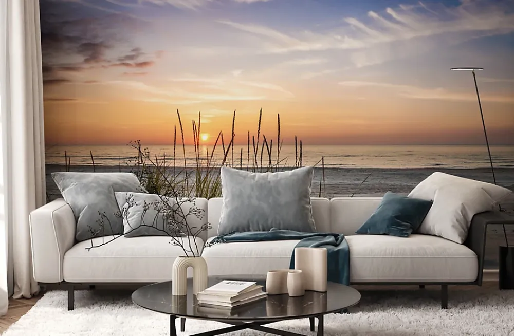 Muralo Papier Peint Panoramique<Papier Peint Intissé Photo MER Plage Coucher De Soleil Pour Chambre 368cm x 254cm