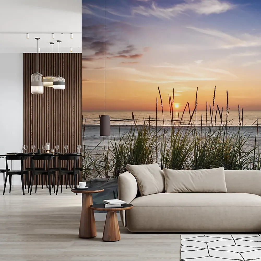 Muralo Papier Peint Panoramique<Papier Peint Intissé Photo MER Plage Coucher De Soleil Pour Chambre 368cm x 254cm