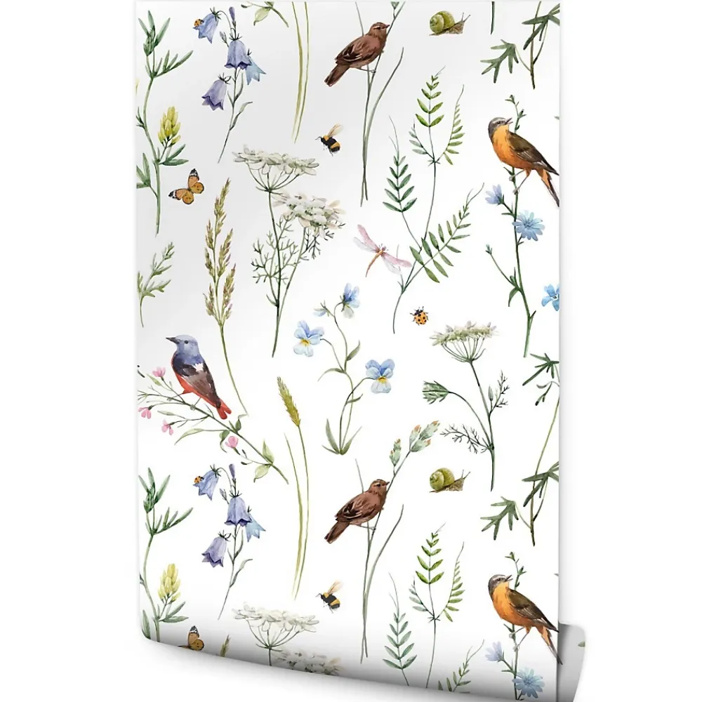 Muralo Papier Peint<Papier Peint Intissé Pour Salon OISEAUX Fleurs Feuilles Nature