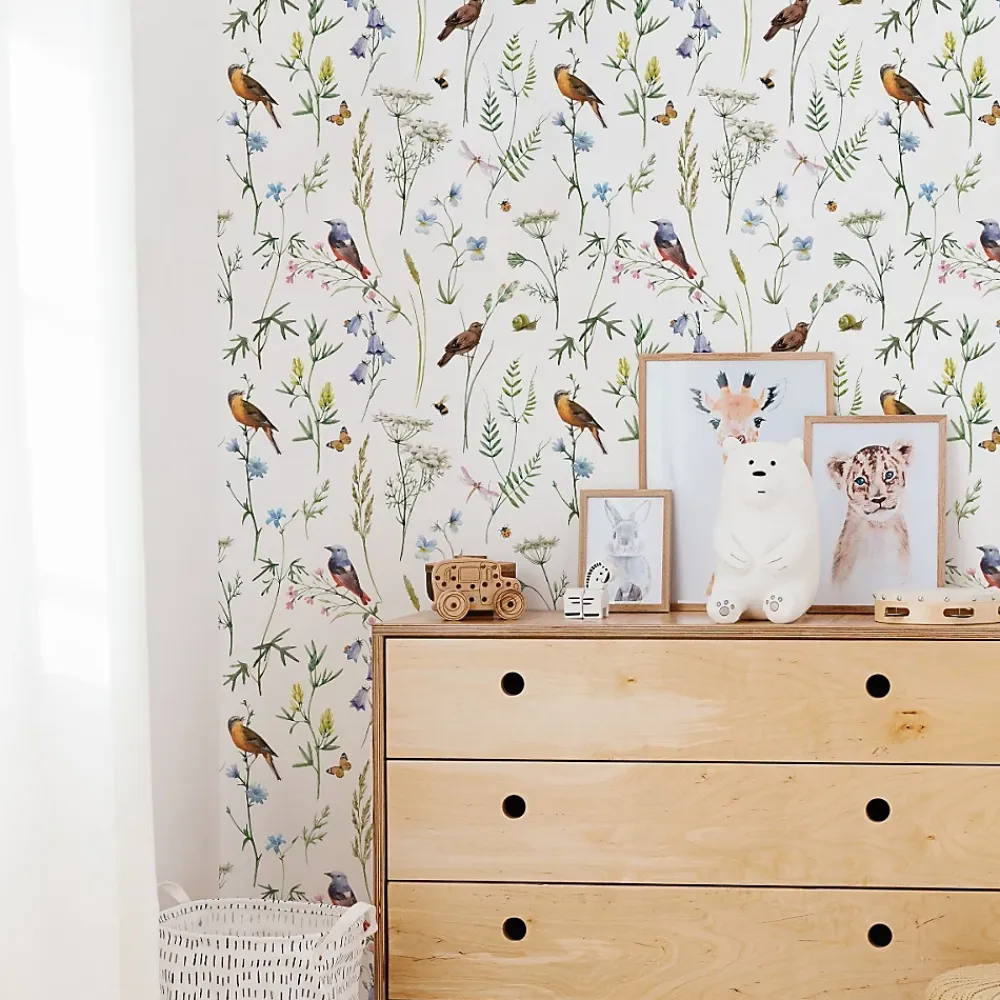 Muralo Papier Peint<Papier Peint Intissé Pour Salon OISEAUX Fleurs Feuilles Nature