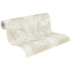 A.S. Creation Papier peint intissé vintage feuillage beige mat l.1005 x l.53cm, As Création- Papier Peint