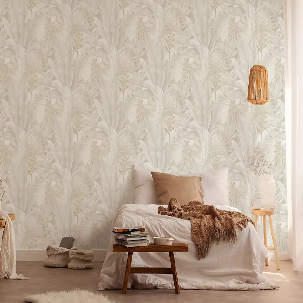 A.S. Creation Papier peint intissé vintage feuillage beige mat l.1005 x l.53cm, As Création- Papier Peint