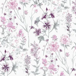 Laura Ashley Papier peint intissé Wild meadow imprimé fleurs iris blanc, violet L.1000 x l.52cm- Papier Peint