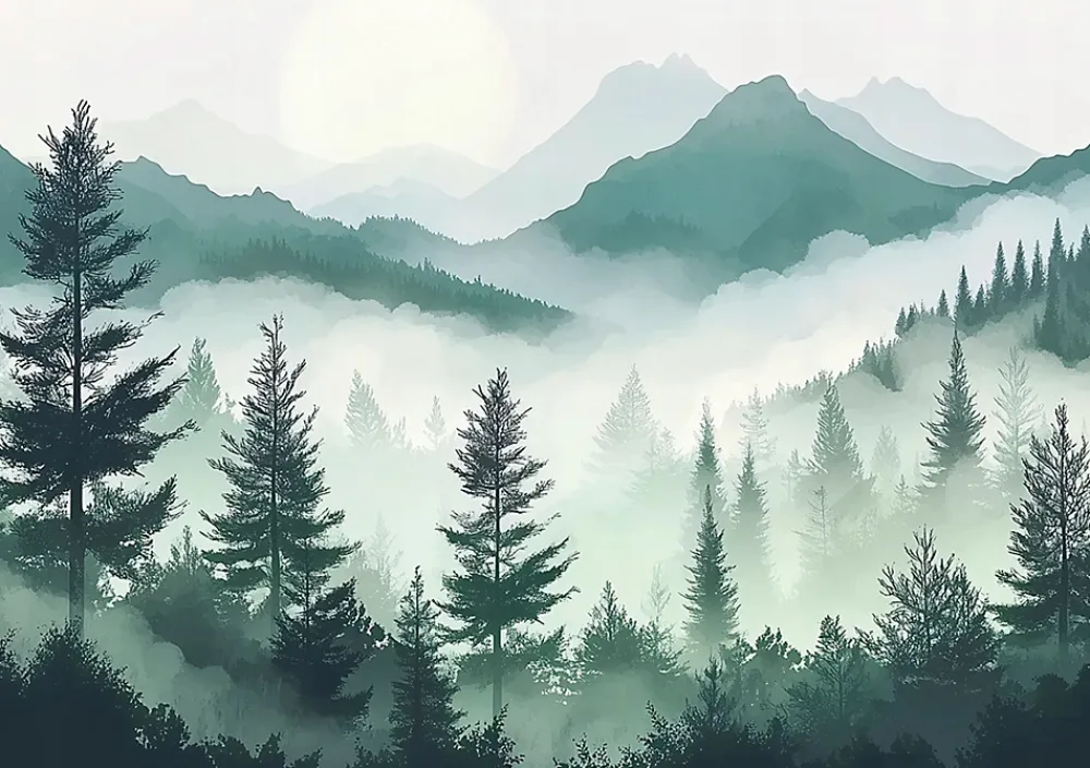 Wallarena Papier Peint Panoramique<Papier Peint Montagnes Nature Panoramique Intissé 350x250 cm - Colle Inclus - Moderne Papier Peint Intissé Chambre Salon