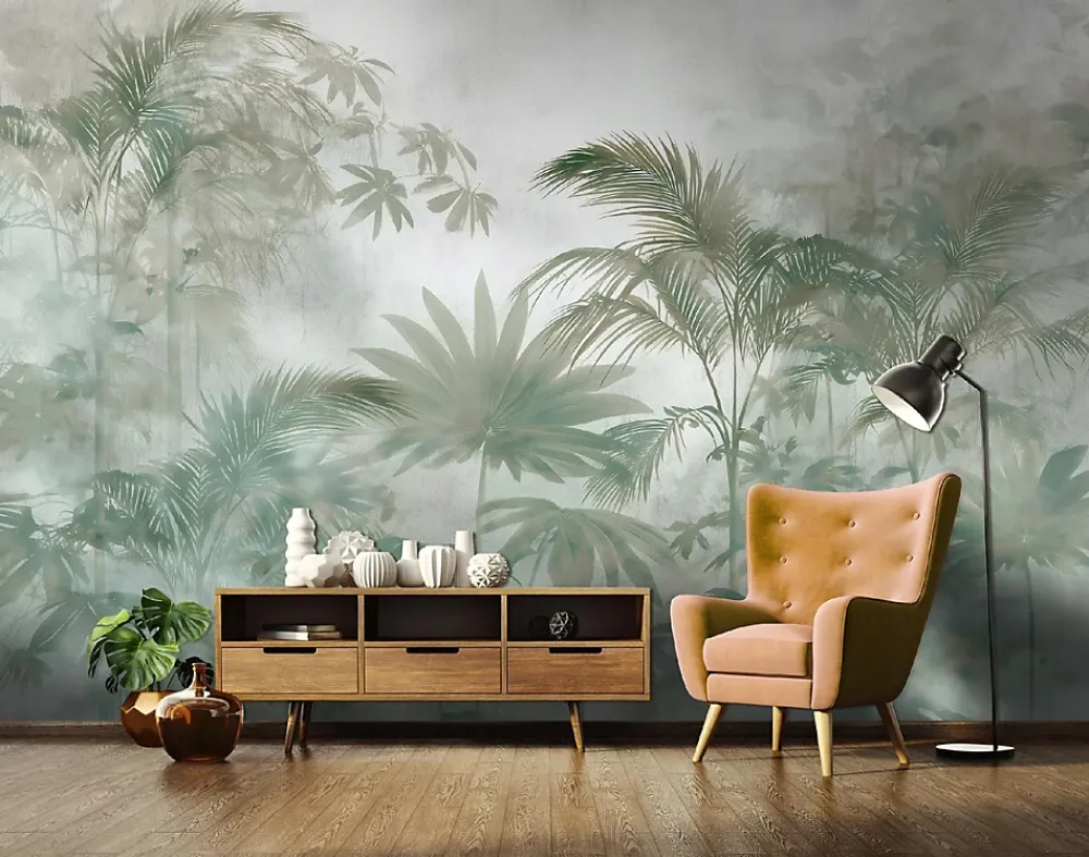 Wallarena Papier Peint Panoramique Intissé Jungle Feuilles Vert - 350x250 cm - Papier Peint Chambre et salon- Papier Peint Panoramique