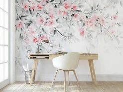 Wallarena Papier Peint Panoramique Intissé Feuilles Fleurs 400x280 cm - Colle Inclus - Chambre et Salon - Moderne Papier Peint- Papier Peint Panoramique