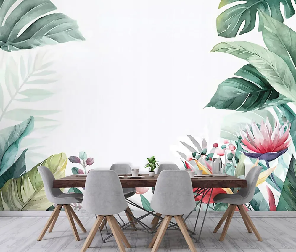 Wallarena Papier Peint Panoramique<Papier Peint Panoramique Intissé Jungle Feuilles Vert - 350x250 cm - Papier Peint Chambre et salon