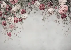 Wallarena Papier Peint Panoramique Intissé Fleurs Floral Béton 400x280 cm - Colle Inclus - Moderne Papier Peint Intissé Chambre Salon- Papier Peint Panoramique