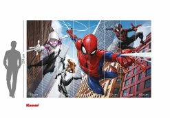 Komar Papier peint panoramique sur intissée de - Marvel Spider-Man Swinging Crew - Taille: 400 x 250 cm- Papier Peint Panoramique