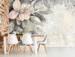 Wallarena Papier Peint Panoramique<Papier Peint Panoramique Intissé Fleurs Feuilles Vintage 400x280 cm - Colle Inclus - Chambre et Salon