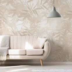 Acte Déco Papier peint panoramique Ombres bambous, Beige 150 x 250cm- Papier Peint Panoramique