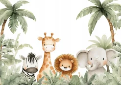 Wallarena Papier Peint Panoramique<Papier Peint Panoramique Animaux Jungle Vert - 400x280 cm - Papier Peint Enfant