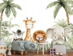 Wallarena Papier Peint Panoramique<Papier Peint Panoramique Animaux Jungle Vert - 400x280 cm - Papier Peint Enfant