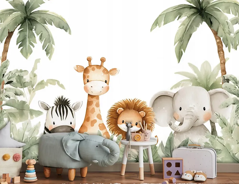 Wallarena Papier Peint Panoramique<Papier Peint Panoramique Animaux Jungle Vert - 400x280 cm - Papier Peint Enfant