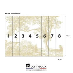 IDPanneaux Papier peint panoramique intissé arbre, beige, blanc, 8 lés, L.280 x l.400cm- Papier Peint Panoramique