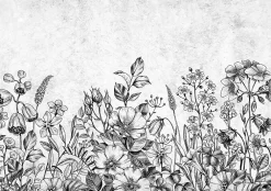 Wallarena Papier Peint Panoramique<Papier Peint Panoramique Intissé Fleurs Béton Gris - 416x254 cm - Papier Peint Chambre et salon