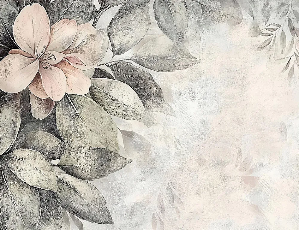 Wallarena Papier Peint Panoramique<Papier Peint Panoramique Intissé Feuilles Fleurs Vintage 250x175 cm - Colle Inclus - Chambre et Salon