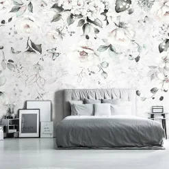 Wallarena Papier Peint Panoramique Vinyle Feuilles Suspendu Gris - 254x184 cm - Papier Peint Chambre et salon- Papier Peint Panoramique
