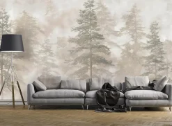 Wallarena Papier Peint Panoramique Intissé Forêt Arbres Beige - 350x250 cm - Papier Peint Chambre et salon- Papier Peint Panoramique