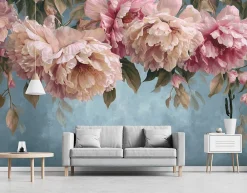 Wallarena Papier Peint Panoramique<Papier Peint Panoramique Intissé Fleurs Suspendu Rose - 350x250 cm - Papier Peint Chambre et salon