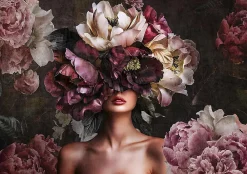Wallarena Papier Peint Panoramique Intissé Fleurs Femme 350x250 cm - Colle Inclus - Moderne XXL Papier Peint por Chambre Salon- Papier Peint Panoramique